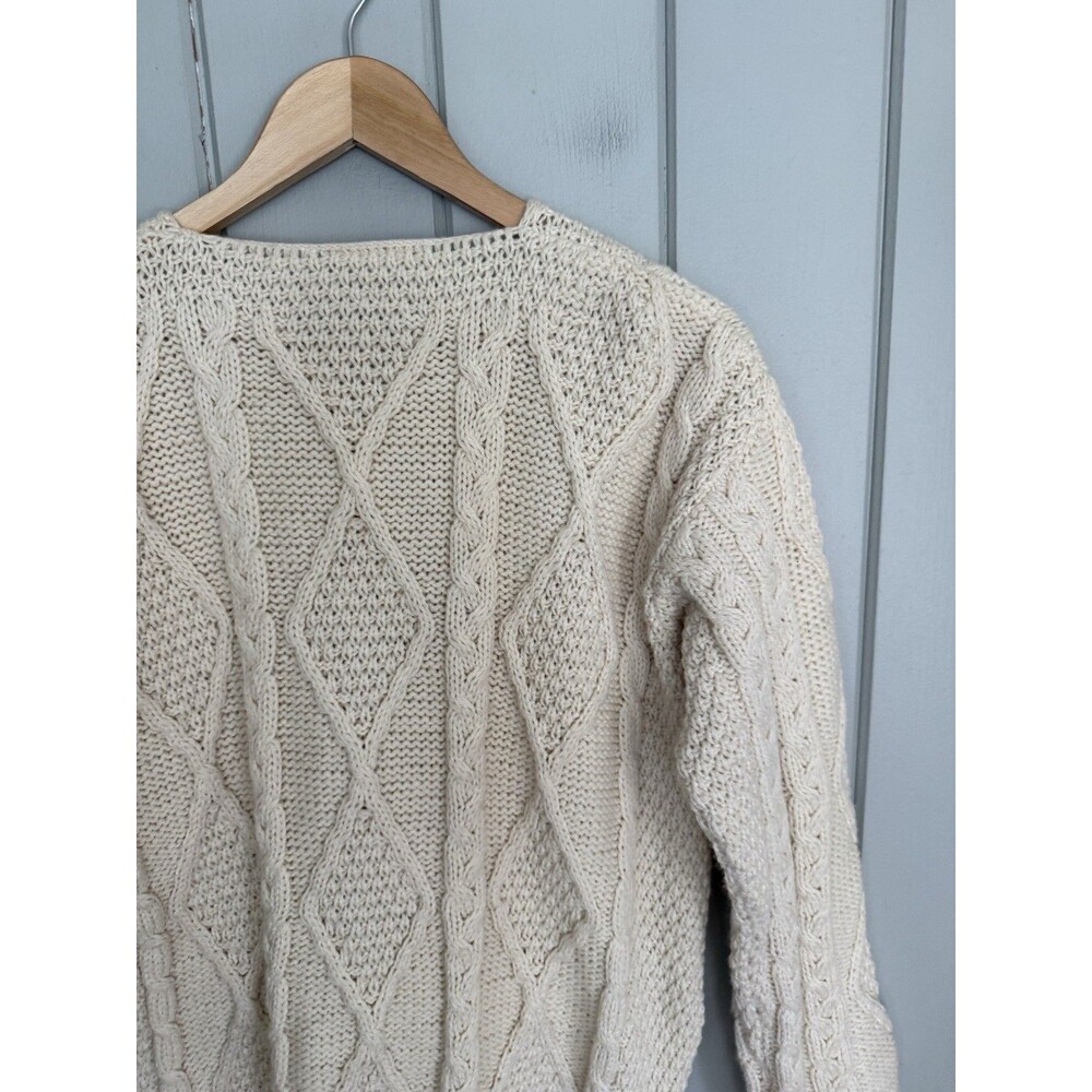 Connemara Knitwear Cardigan Sweater M Medium Ivory Merino Wool Irish Fisherman - Picture 8 of 8